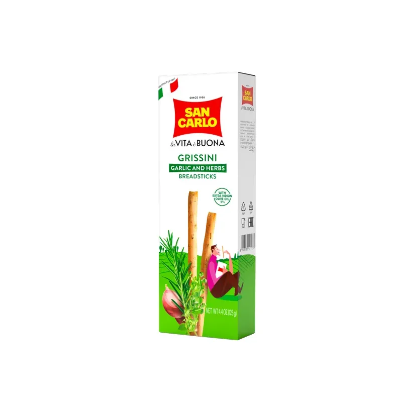 Grissini Knoflook en Rozemarijn 12 x 125gr 'San Carlo'